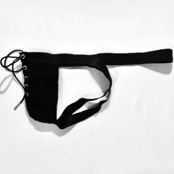 FIZX Mark by Undergear Solid Knit Lace-up Athletic Supporter/Jockstrap - Black - Picture 9 of 11